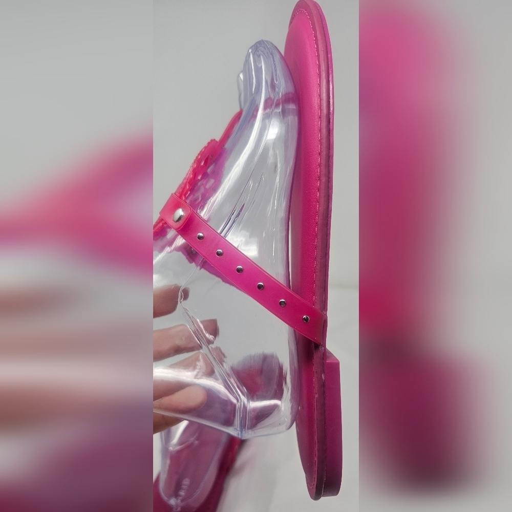 Torrid Women's Medallion T-Strap Jelly Thong Flat Sandals Fuschia NEW Size 10WW - Picture 7 of 12